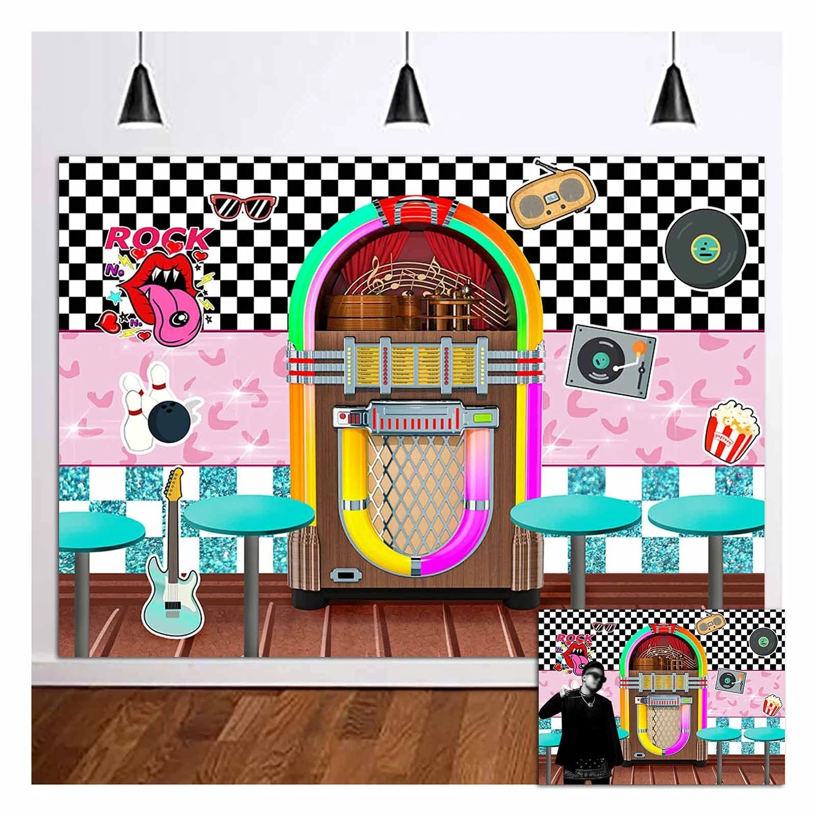 BUTTERFLY- Back To 50'S Sock Hop Photography Backdrop Rock Roll Party Banner Decorations