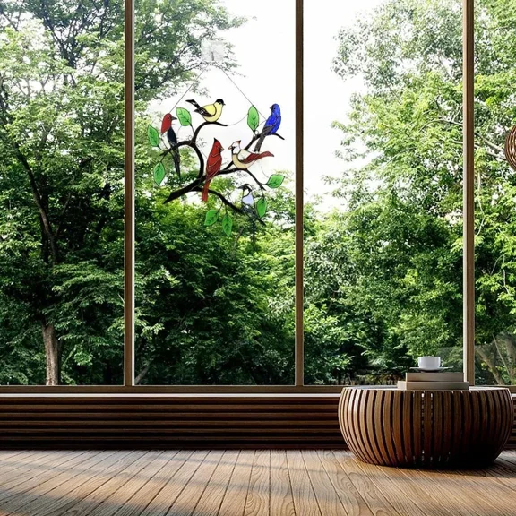 BUTTERFLY- Birds On Branch Acrylic Window Panel Rainbow Home Decors