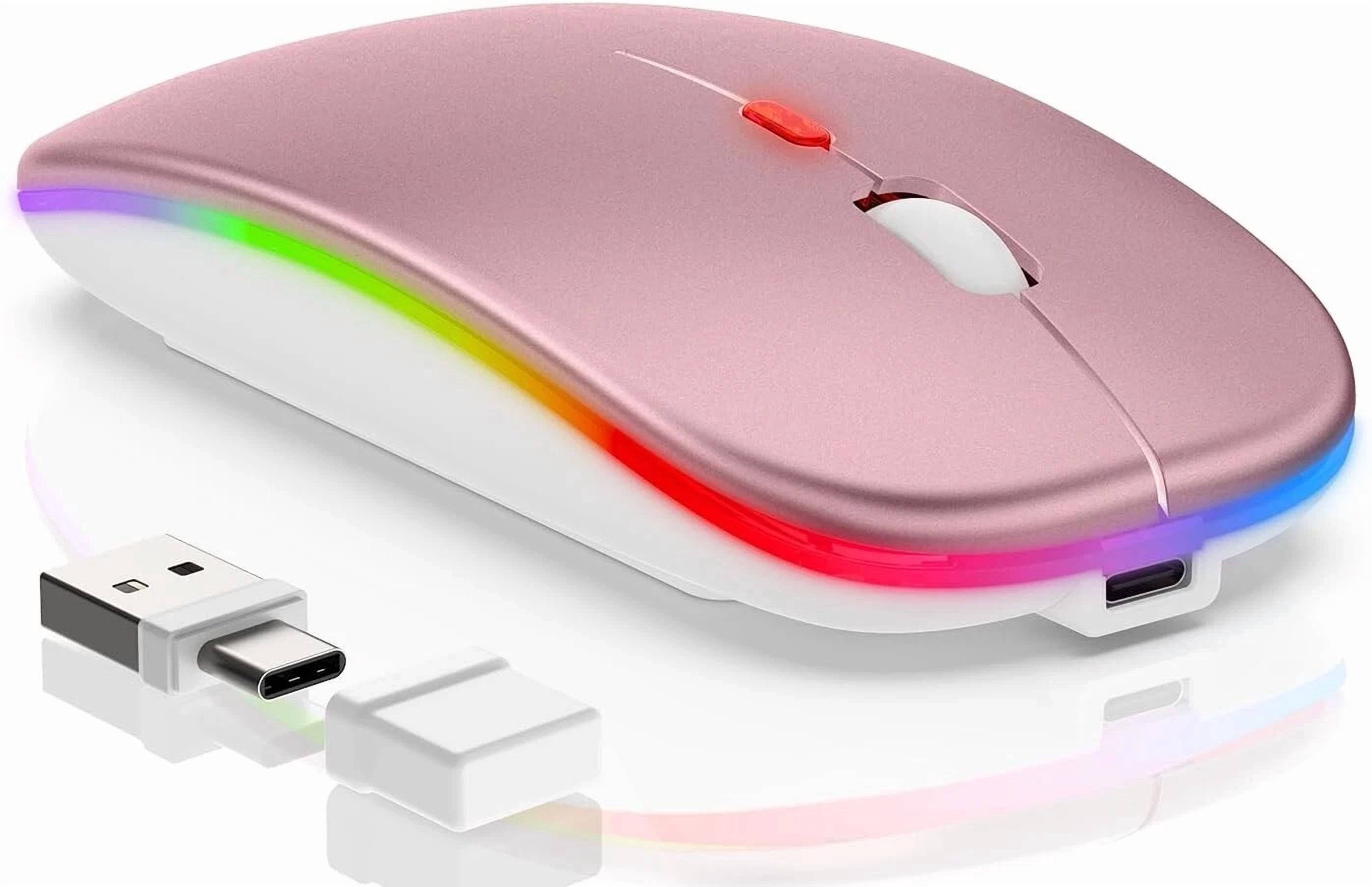 BUTTERFLY- Bluetooth Led 2.4G Wireless Mouse Luminous Slim Design For Laptop - Rose Gold