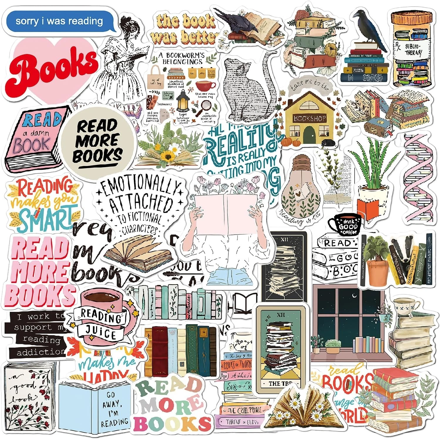 BUTTERFLY- Book Stickers | 50Pcs Aesthetic Bookish 50 Pcs, 50Pcs Reading