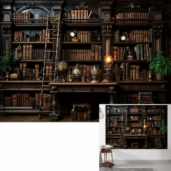 BUTTERFLY- Bookshelf Backdrop Retro Office Library Photography Backdrops Photo Props