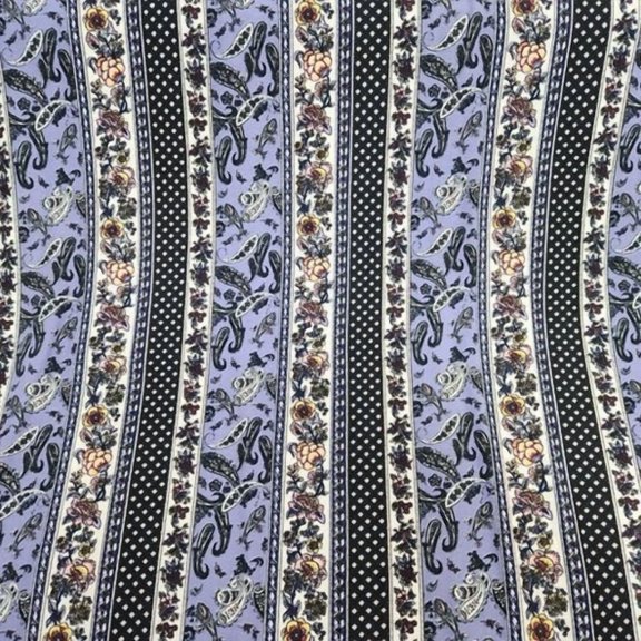 BUTTERFLY- Brushed Ity Border Stripe Paisley Lavender/Black 60" Fashion Fabric By The Yard
