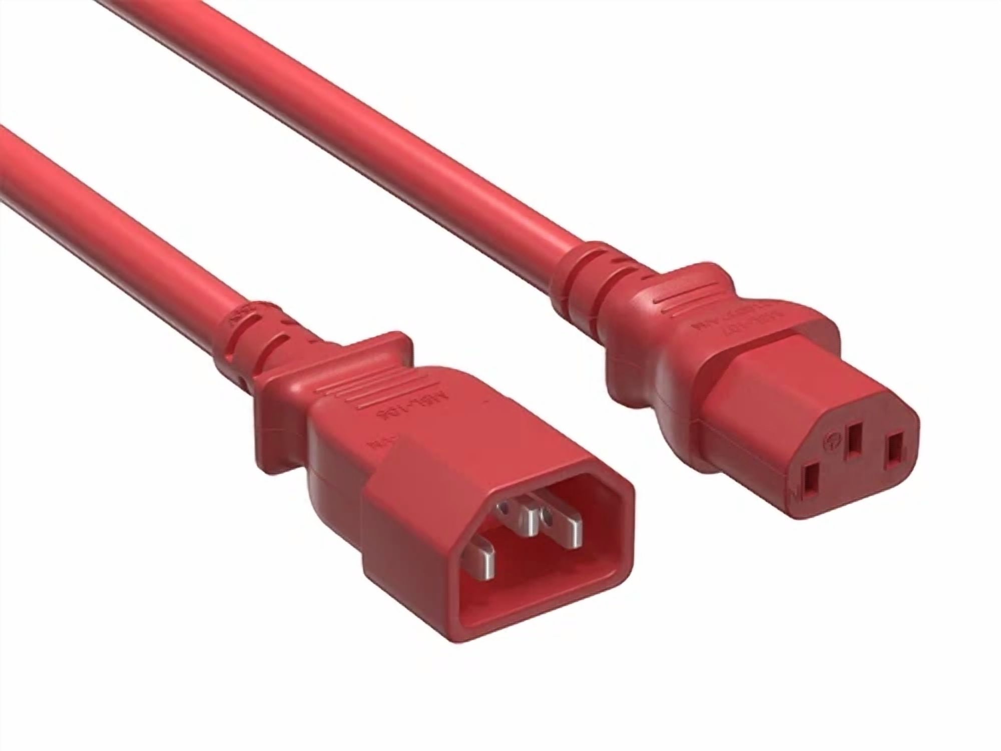 BUTTERFLY- Cable Leader 1Ft C13 To C14 Heavy-Duty Power Extension Cord 14 Awg 15A Red