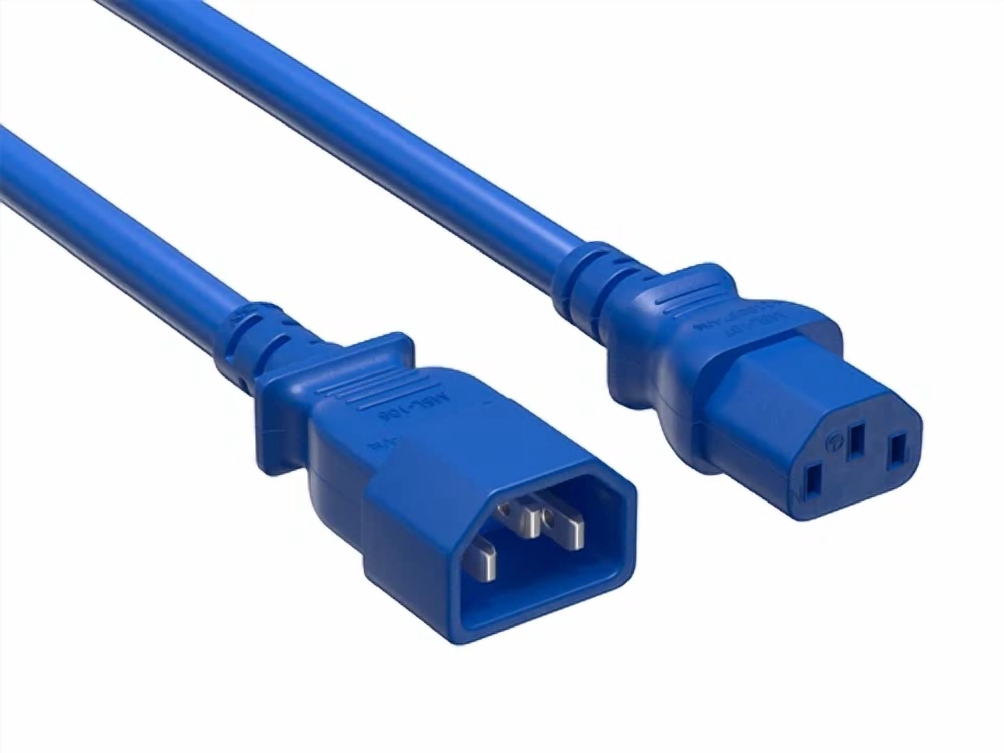 BUTTERFLY- Cable Leader 2Ft C13 To C14 Heavy-Duty Power Extension Cord 14 Awg 15A Blue