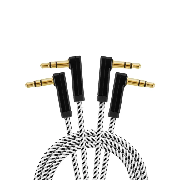 BUTTERFLY- Cablecreation 2Pk 1.5Ft 3.5Mm Audio Cable 90 Degree 3.5Mm Male To Male Black