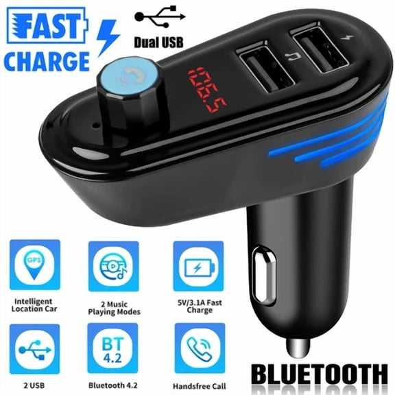 BUTTERFLY- Car Gps Led Sreen Wireless Bluetooth Fm Transmitter Radio 3.1A Usb Fast Charger