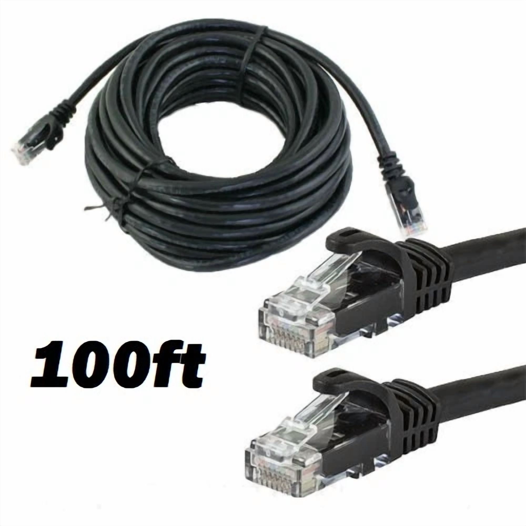 BUTTERFLY- Cat6 100 Ft Rj45 Ethernet Lan Network Cable Patch Cord For Pc Xbox Router Black