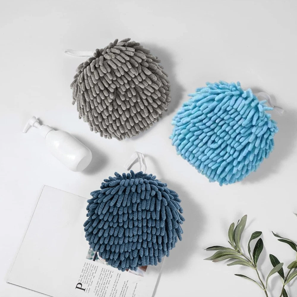 BUTTERFLY- Chenille Ball Towel Sets 3 Pack Quick Dry Soft Absorbent Hand Towels