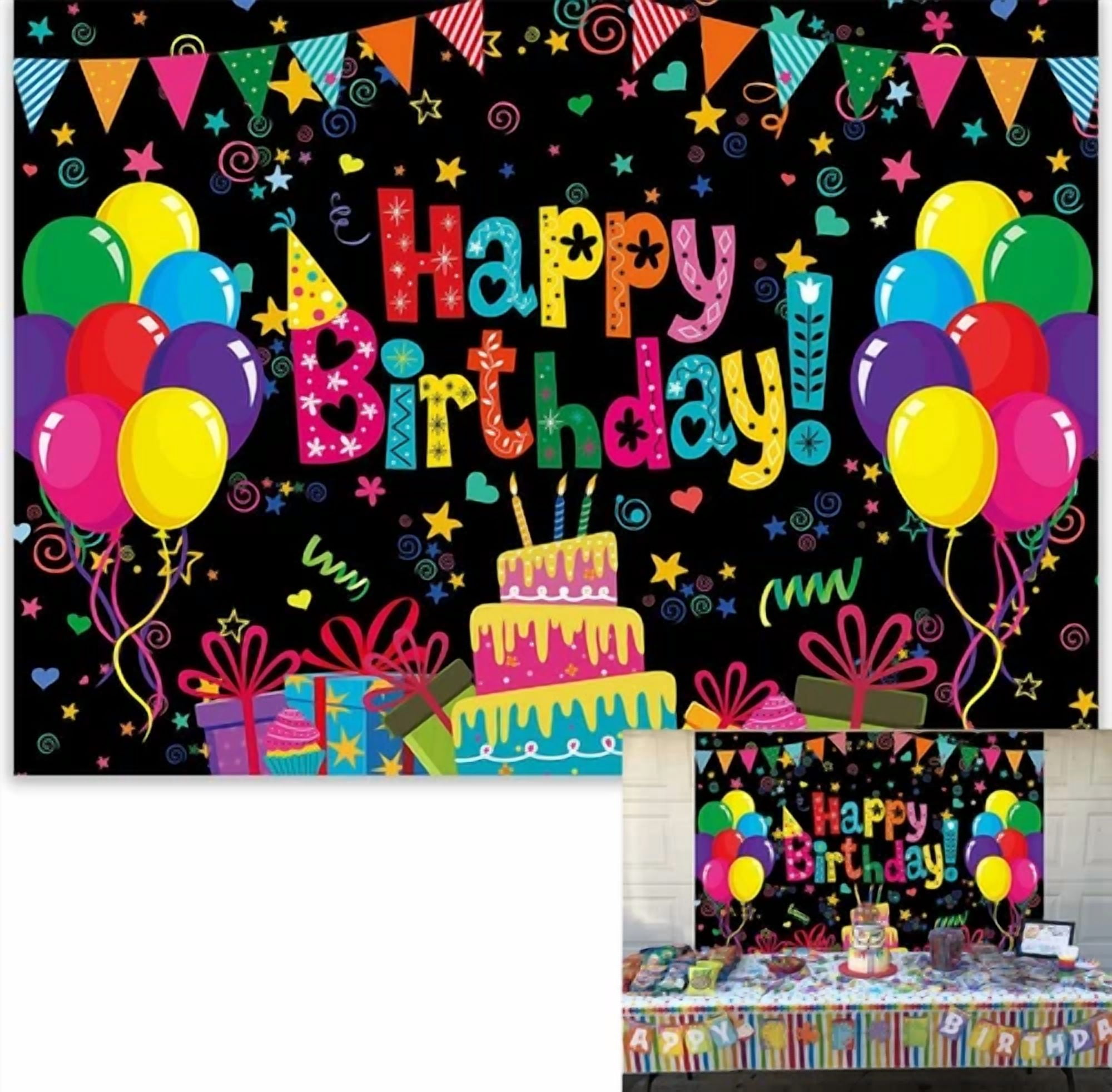 BUTTERFLY- Colorful Happy Birthday Photography Backdrop Party Banner Photo Booth Studio