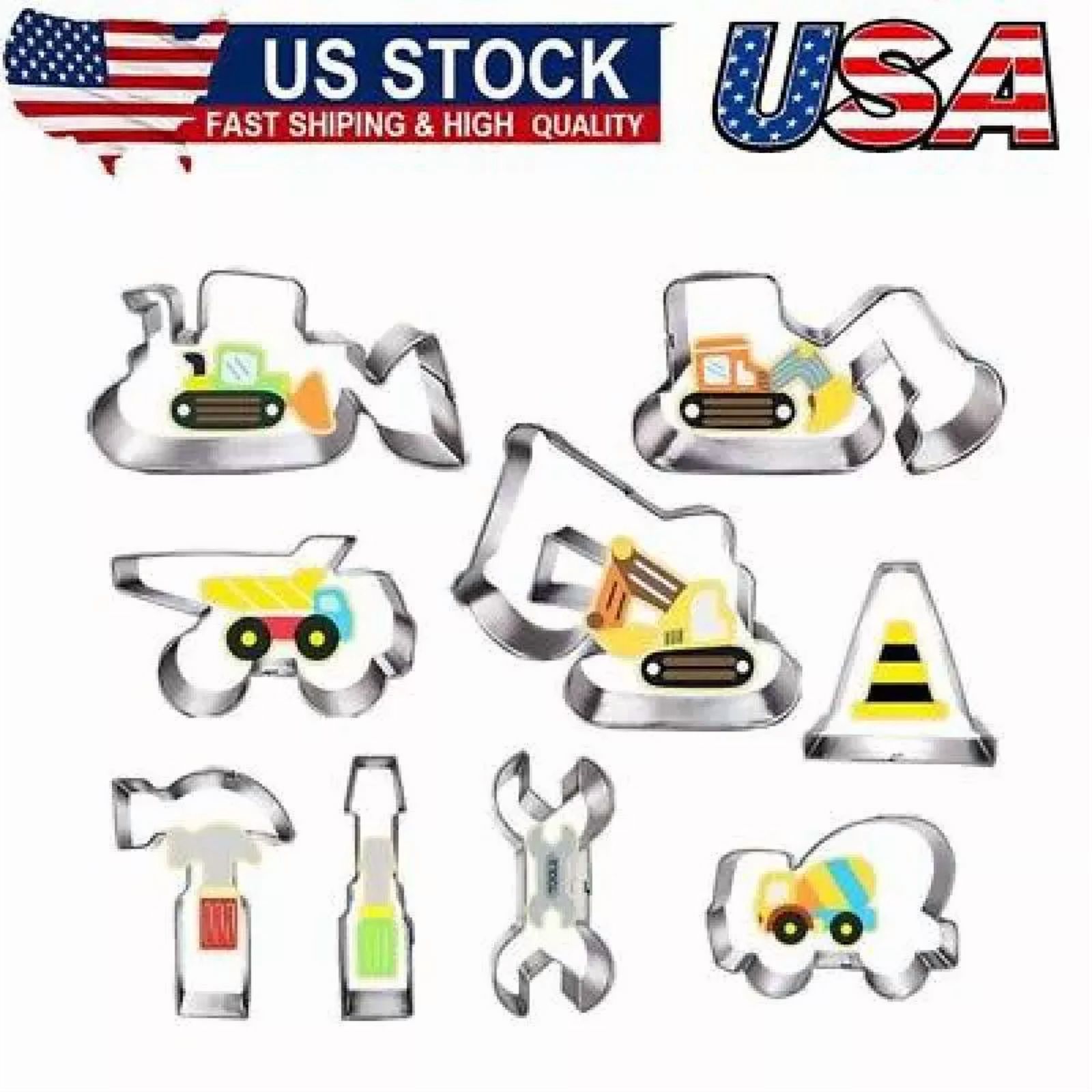 BUTTERFLY- Construction Cookie Cutter Set-3 Inches-9 Piece- Excavator Digger Bulldozer Dump