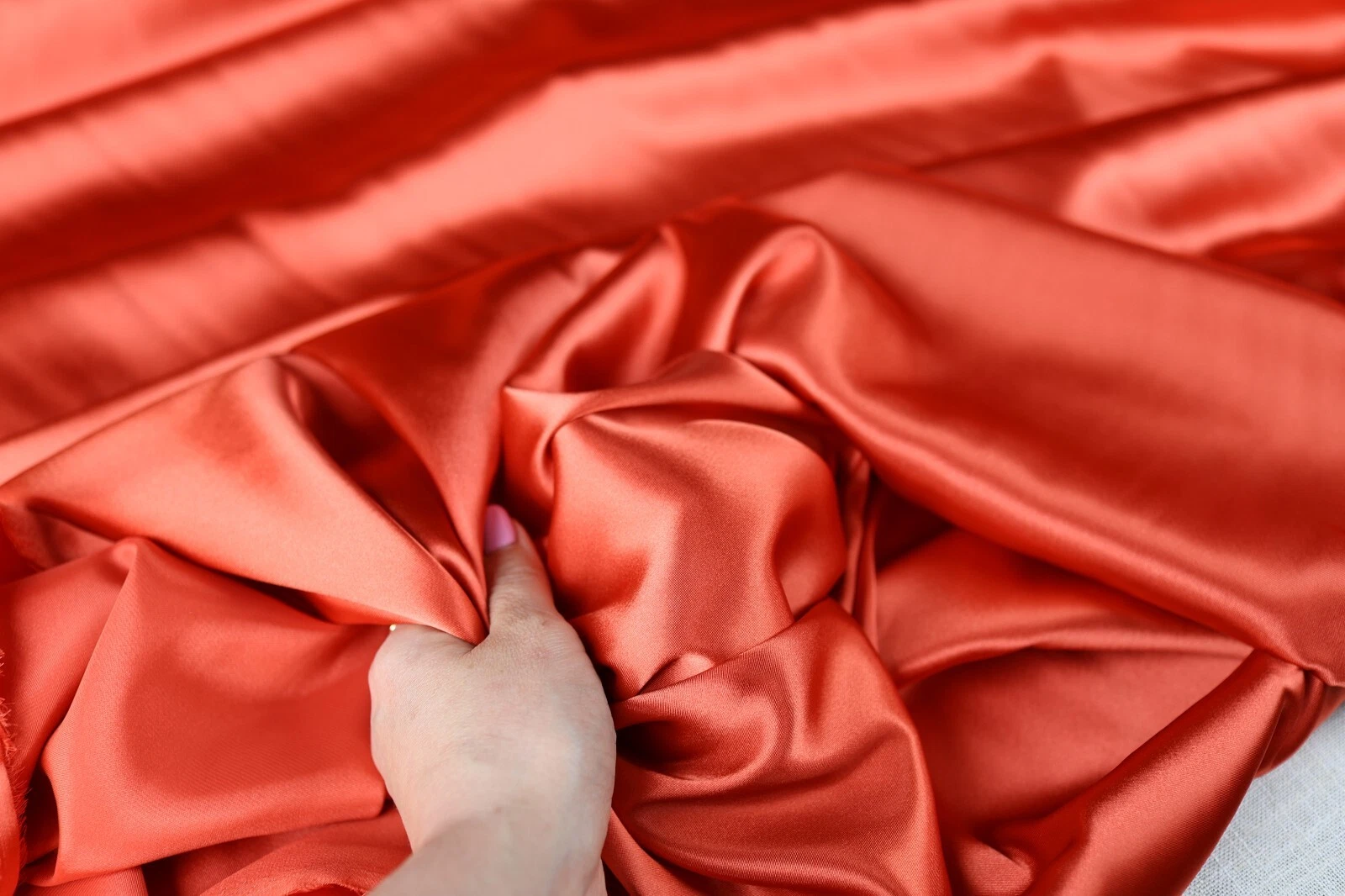 BUTTERFLY- Coral Satin Charmeuse Fabric By The Yard 200