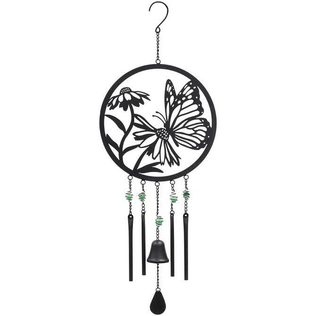 BUTTERFLY & DAISIES Silhouette Garden Wind Chime, by Carson