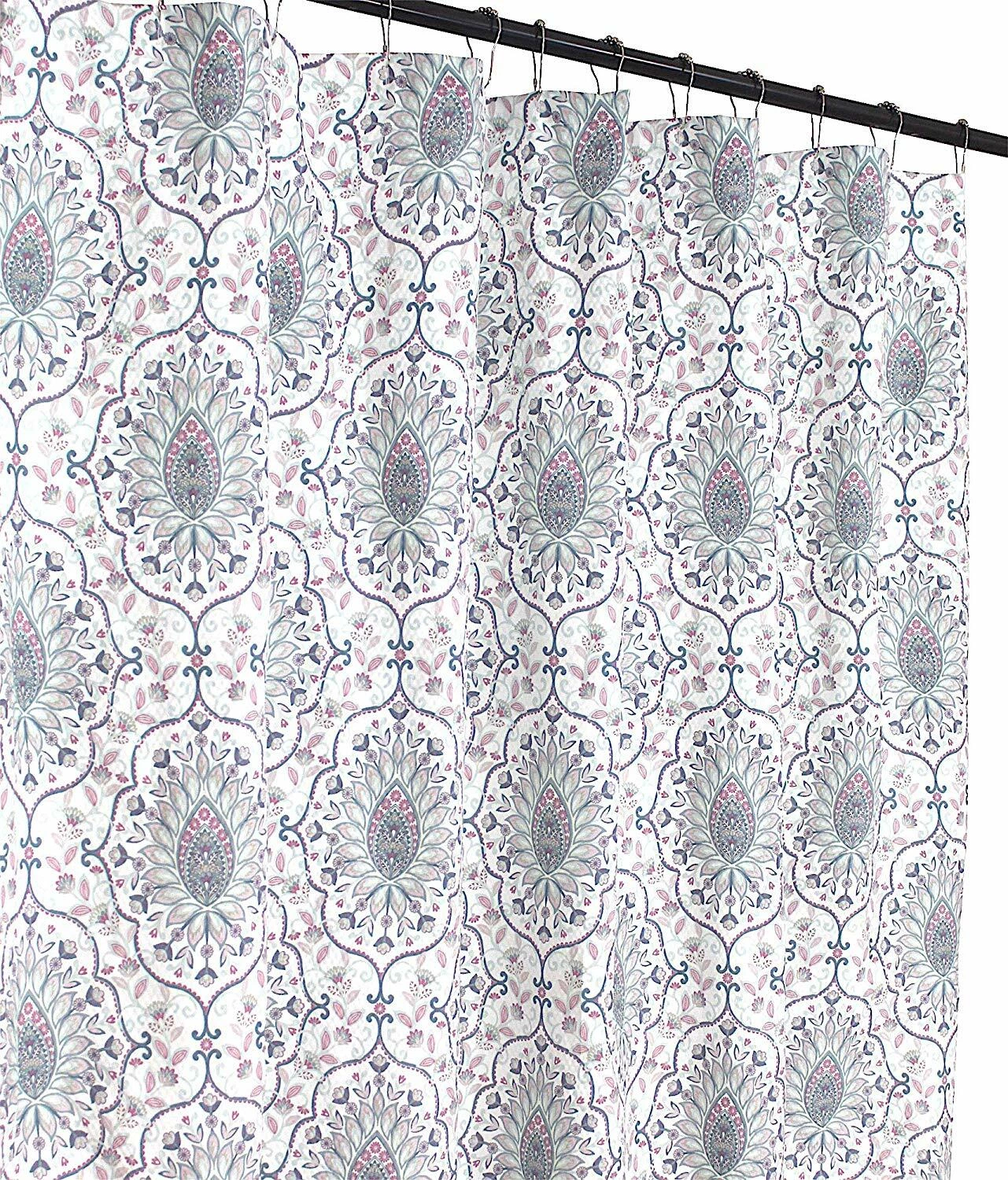 BUTTERFLY- Fabric Shower Curtains For Bathroom: Printed Cloth Medallion Damask Design Rose