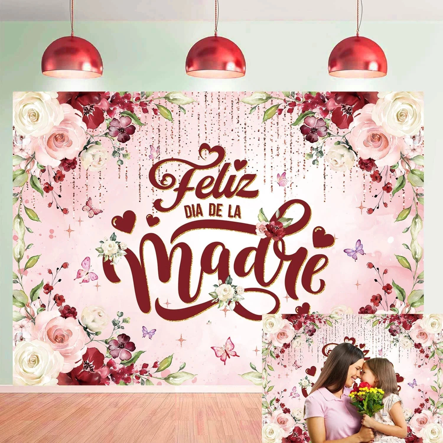 BUTTERFLY- Feliz Día De La Madre Backdrop Mexican Happy Mother'S Day Photography Background