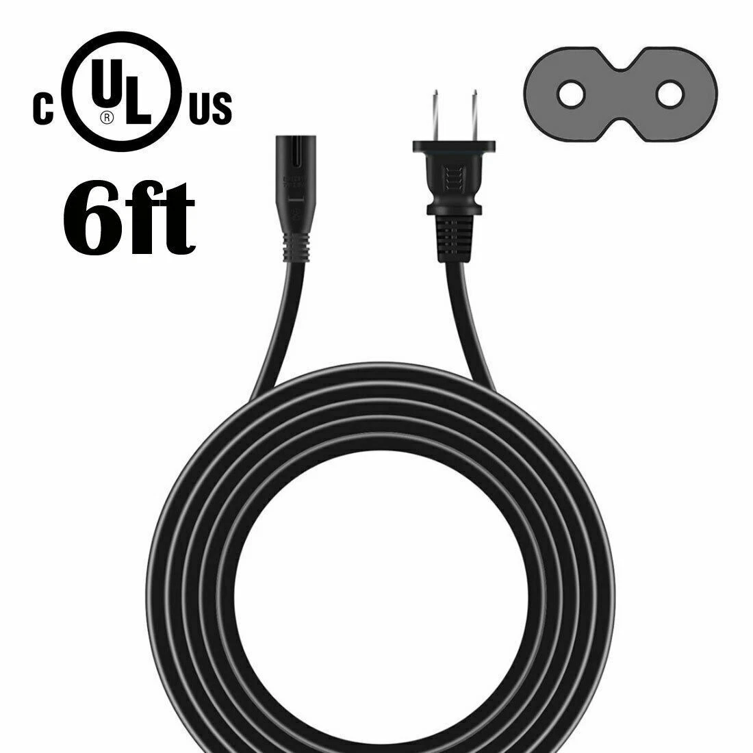 BUTTERFLY- Fite On 6Ft Ul Power Cord Cable For Tcl Roku Smart Tv 32S4610R 40Fd2700 40Fs3750