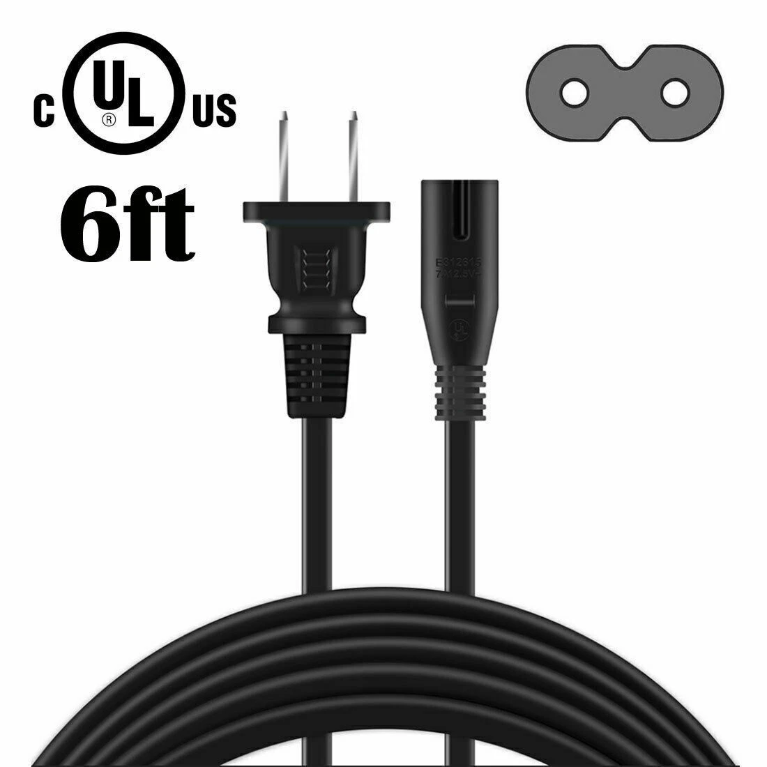 BUTTERFLY- Fite On 6Ft Ul Power Cord Cable For Tcl Roku Smart Tv 40Fs3800 43Up120 32S3800