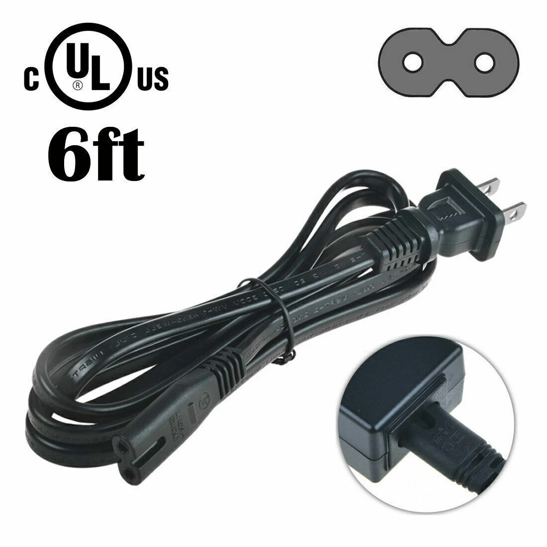 BUTTERFLY- Fite On Ul 6Ft Ac Power Cord Cable For Toshiba Hisense Electronics 43Uh6100