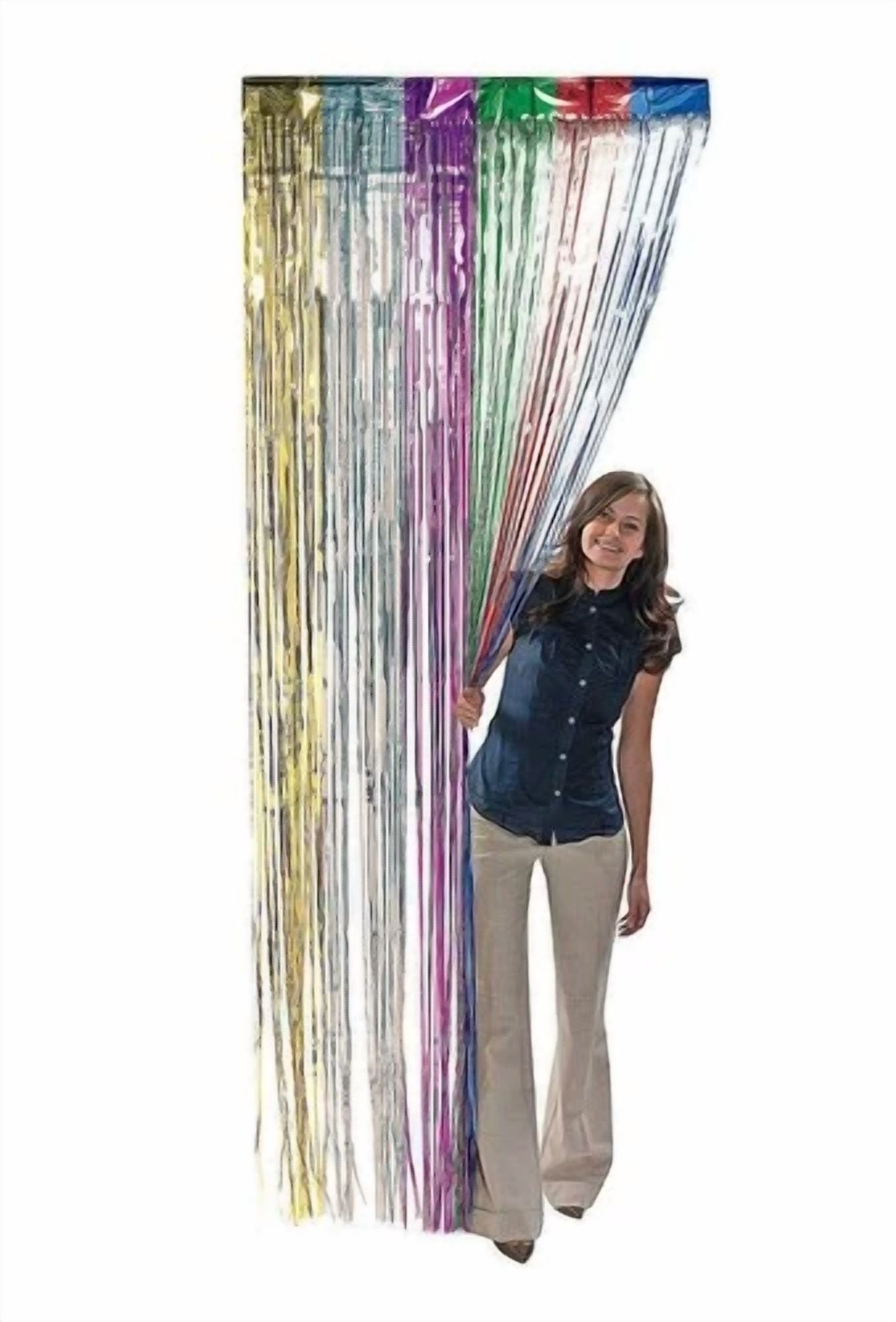 BUTTERFLY- Fun Express Metallic Rainbow Fringe Curtains For Party (1 Piece) Party Decor ...