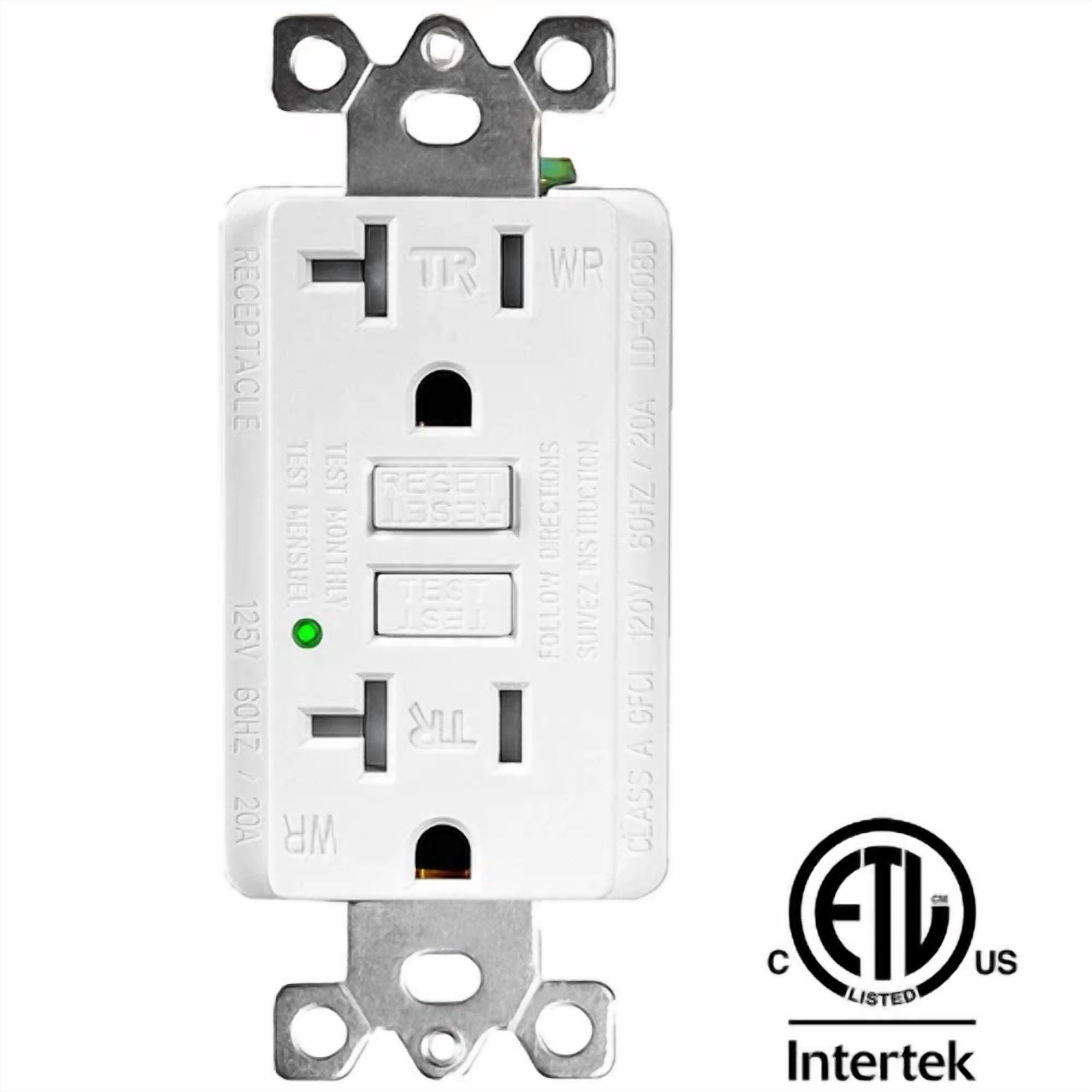 BUTTERFLY- Gfi Gfci Outlet 20 Amp Ground Fault Receptacle Tamper Resistant With Wall Plate