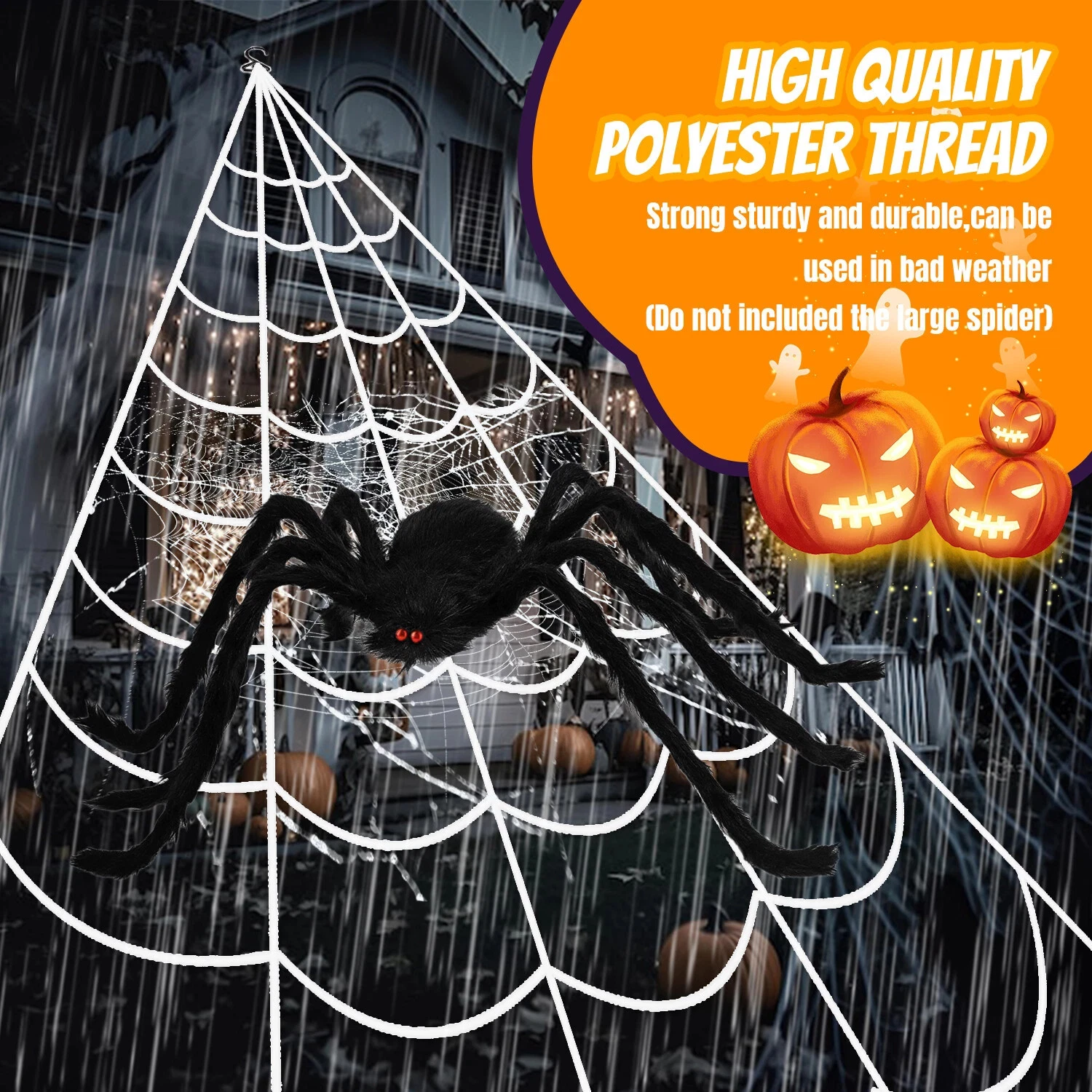 BUTTERFLY- Giant Large Cobweb Halloween Decorations Triangular Spider Web With Spiders Tl
