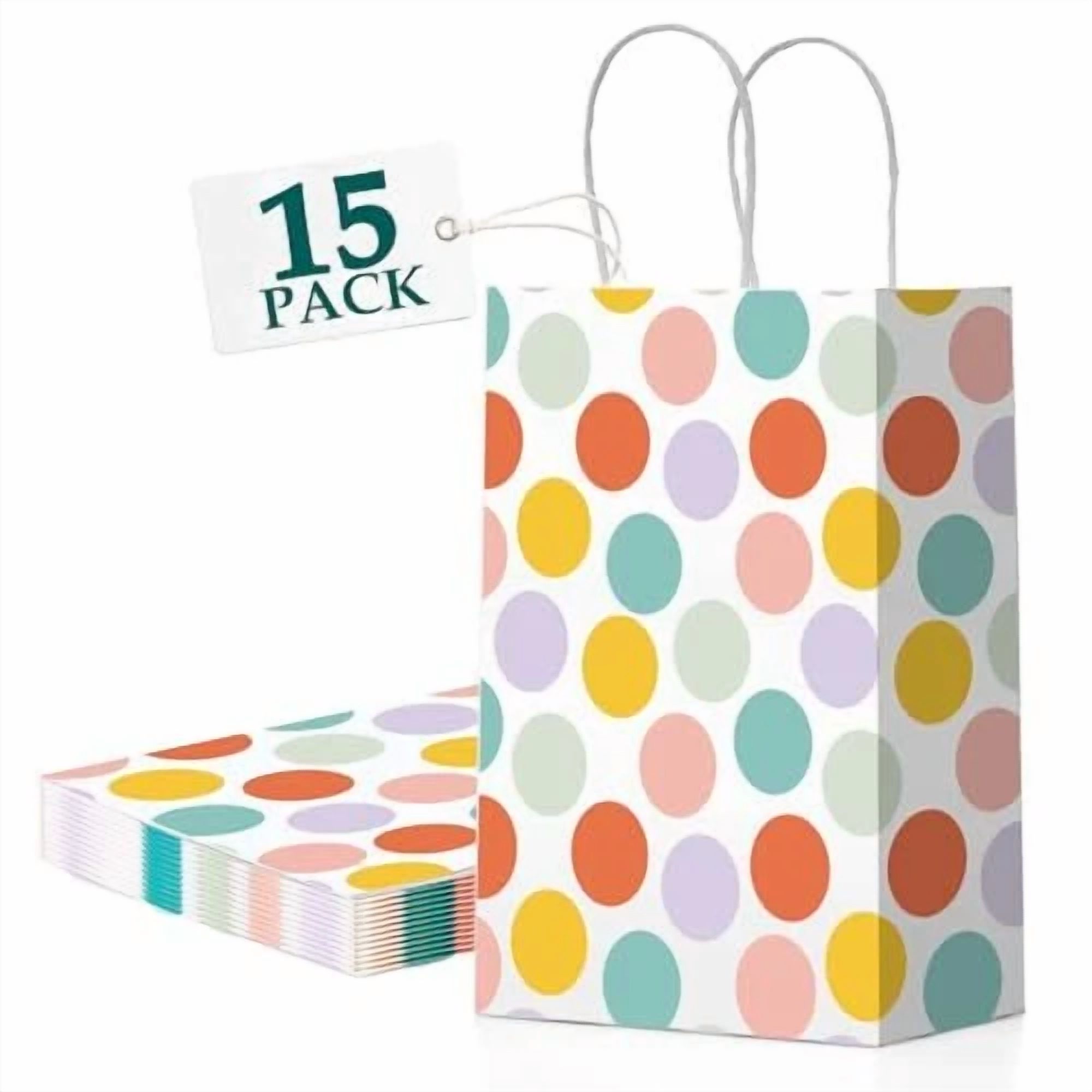 BUTTERFLY- Gift Bags 15 Pcs 5.9X3.1X8.2 Paper Bags With Handles Bulk,Party Polka Dot
