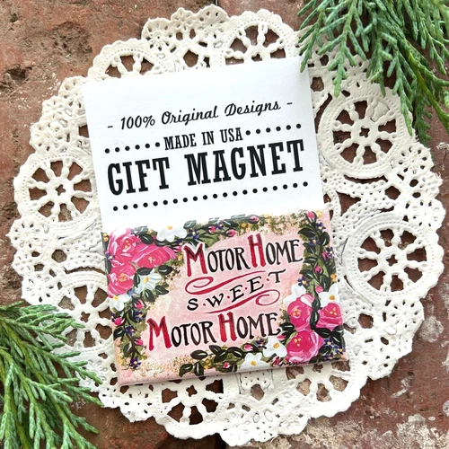 BUTTERFLY- Gift Magnet * Motor Home Sweet Motor Home * Decogreet * Fridge * Pink Style