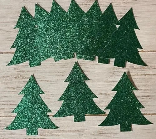 BUTTERFLY- Green Glitter Tree Cut Outs Christmas Tree Holiday Decorations Tree Die Cuts