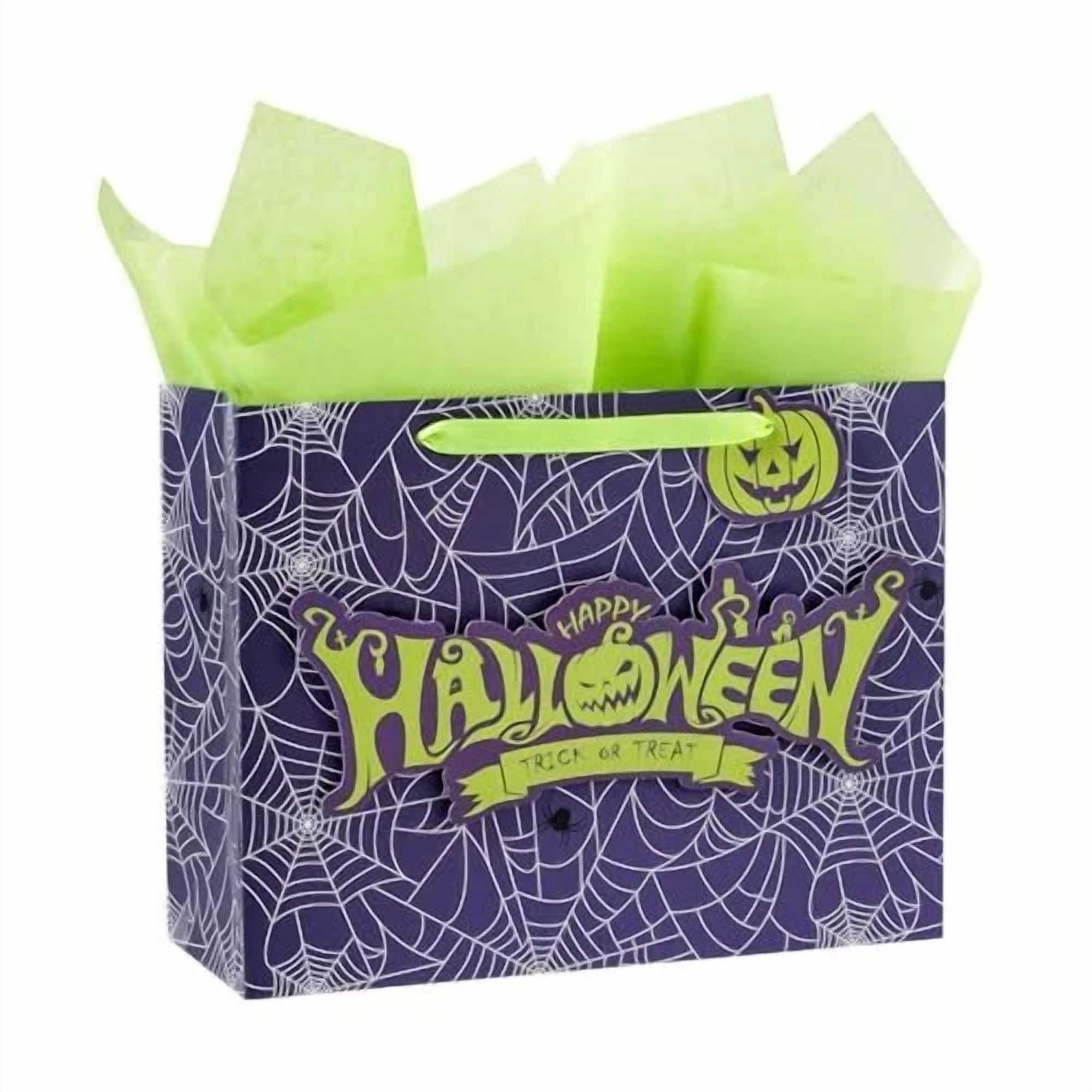 BUTTERFLY- Halloween Medium Gift Bags With Tissue Paper And Tag For Halloween - Purple