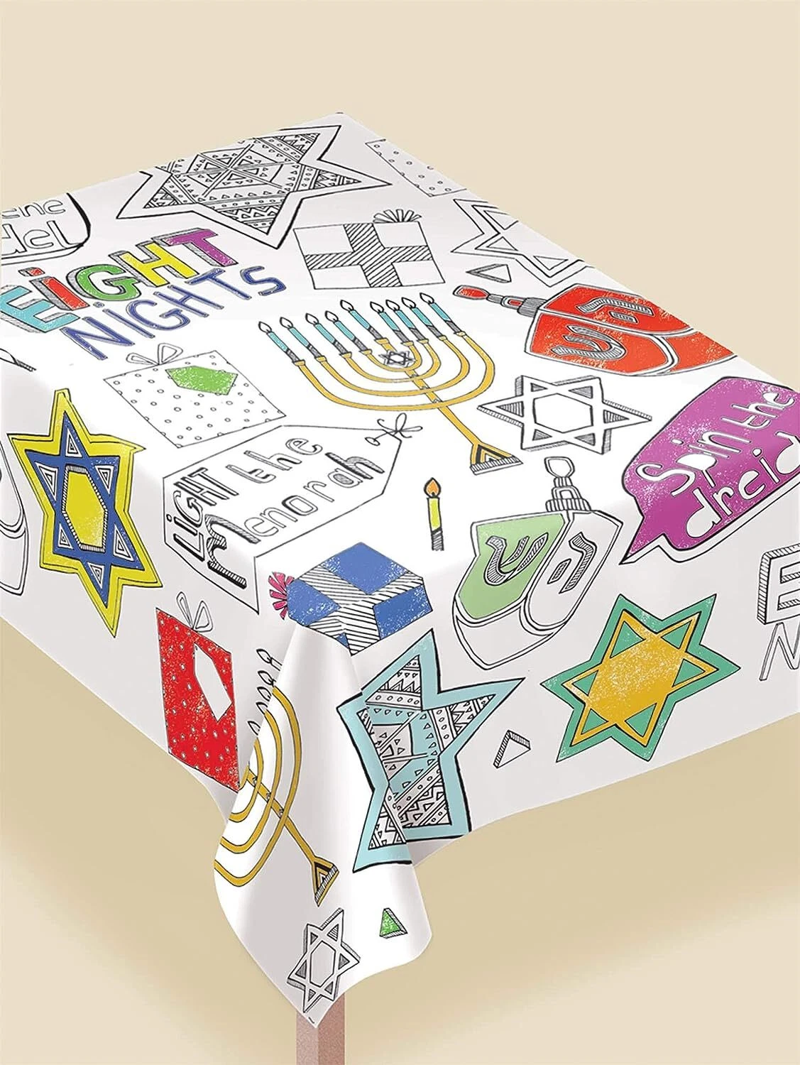 BUTTERFLY- Hanukkah Festival Lights Jewish Holiday Party Decoration Color-In Tablecover