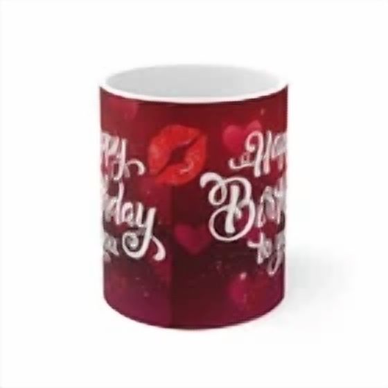 BUTTERFLY- Happy Birthday To You Ceramic Mug 11Oz Heart & Kiss & Evil Eye Symbol
