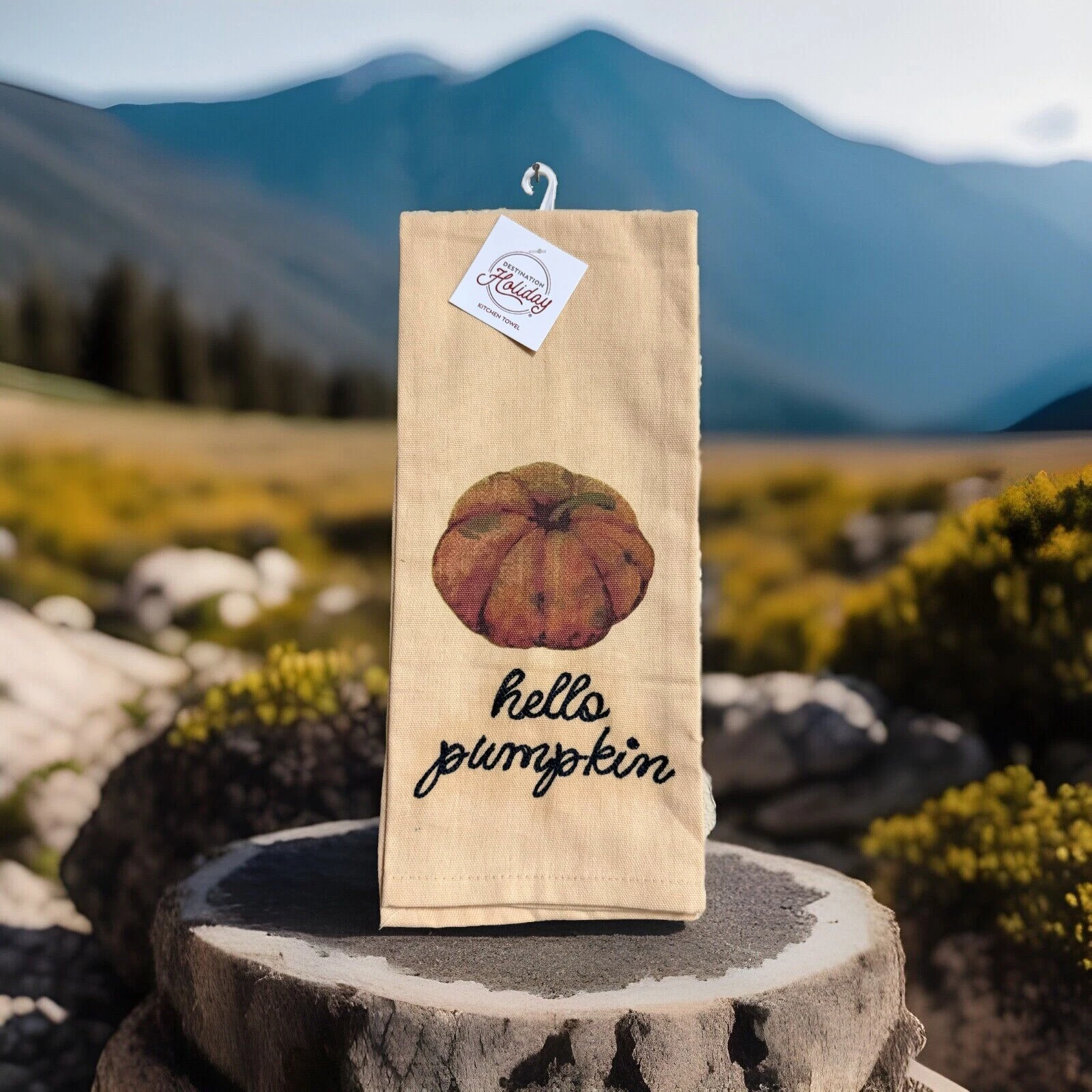 BUTTERFLY- Hello Pumpkin Kitchen Tea Towel Fall Halloween Thanksgiving Farmhouse Harvest