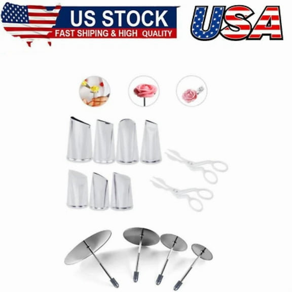 BUTTERFLY- Icing Flower Tools With 7Pcs Flower Piping Tips Set,4Flower Nails Cake Decorate