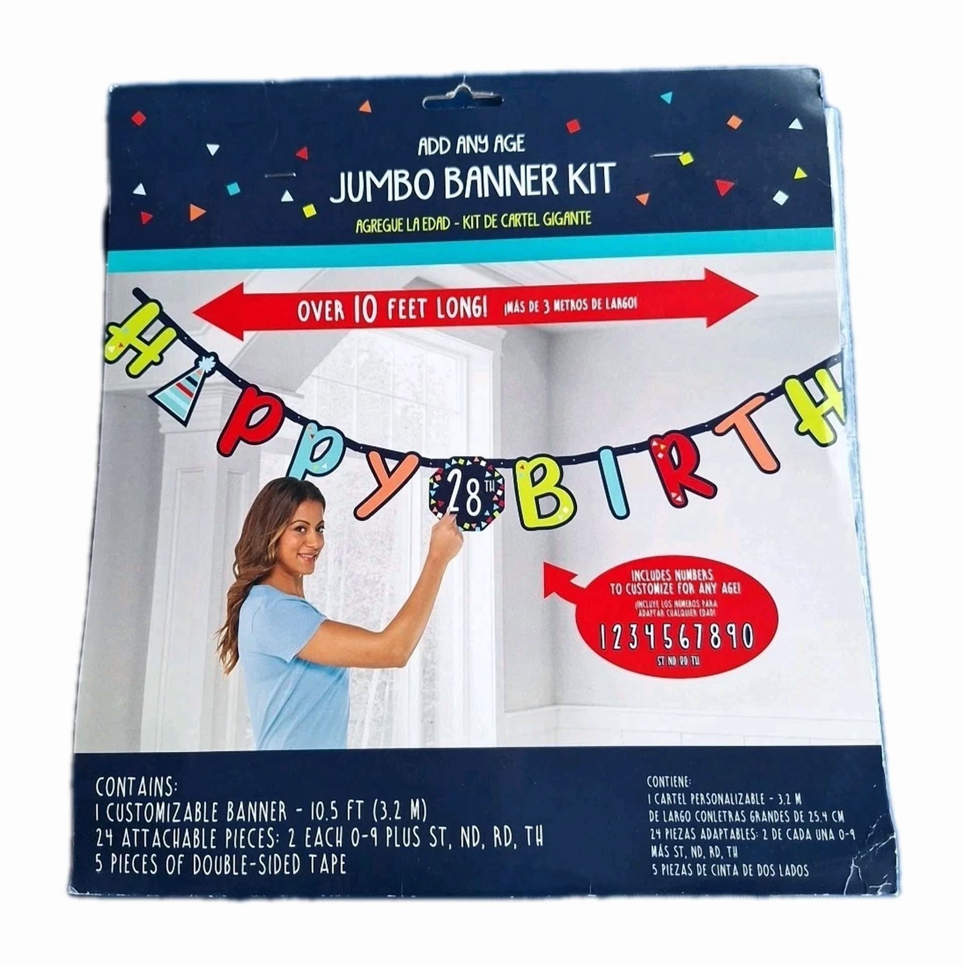 BUTTERFLY- Jumbo Happy Birthday Banner Customizable Add Any Age 10 1/2' X 10" (B33)