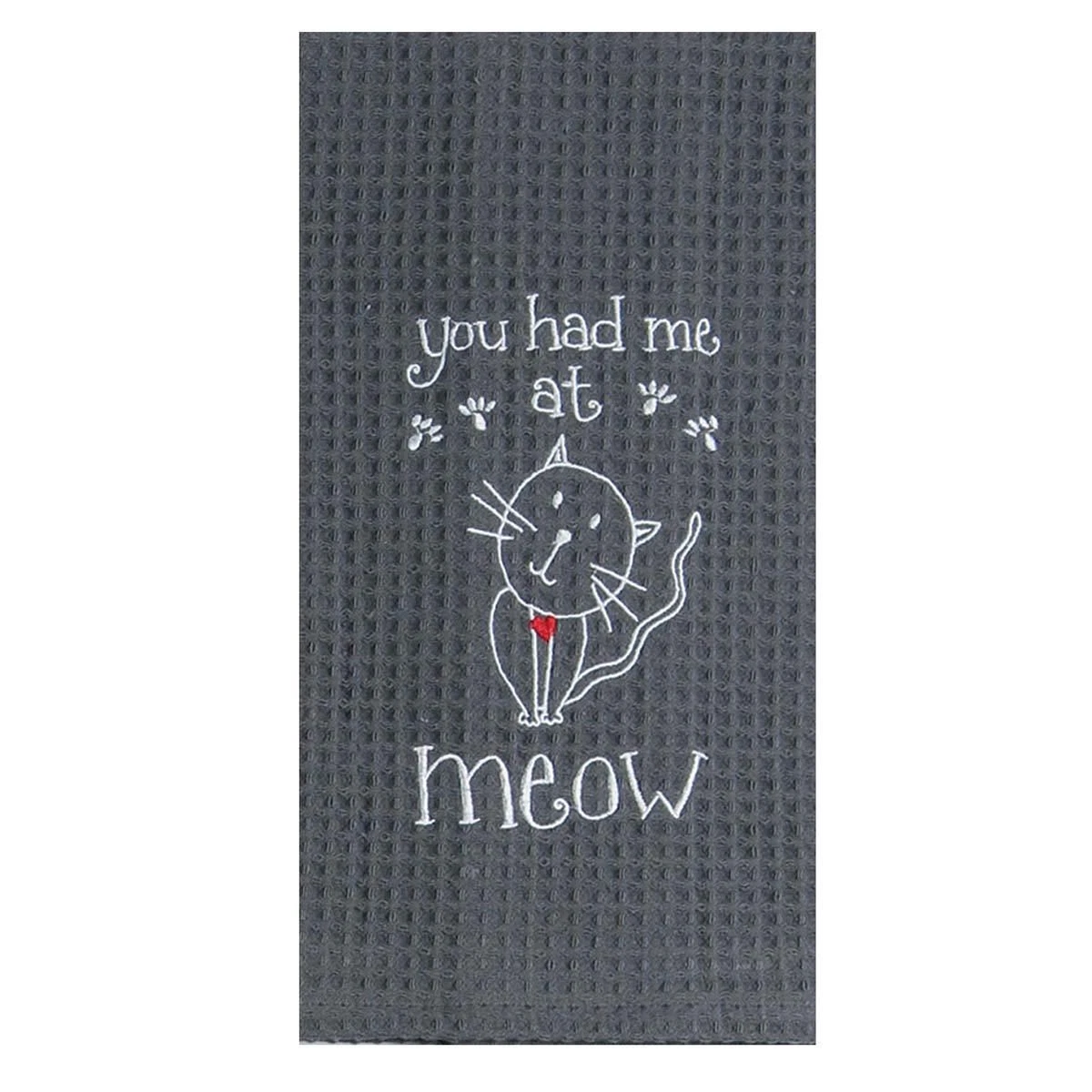 BUTTERFLY- Kay Dee "You Had Me At Meow " Cat Embroidered Waffle Cotton Towel