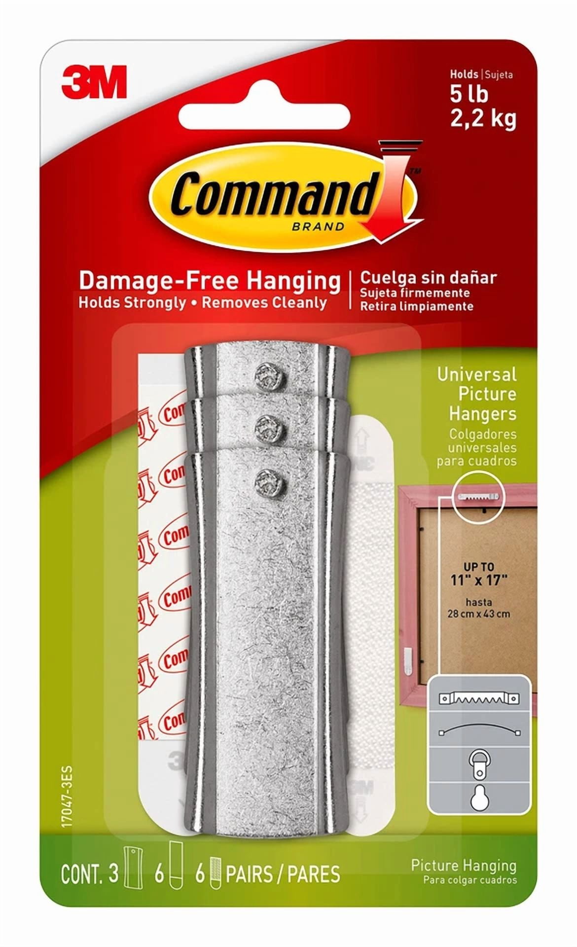 BUTTERFLY- Large Gray Command Picture Hanger Damage Free Wall Hooks Set Of 3 Metallic St...