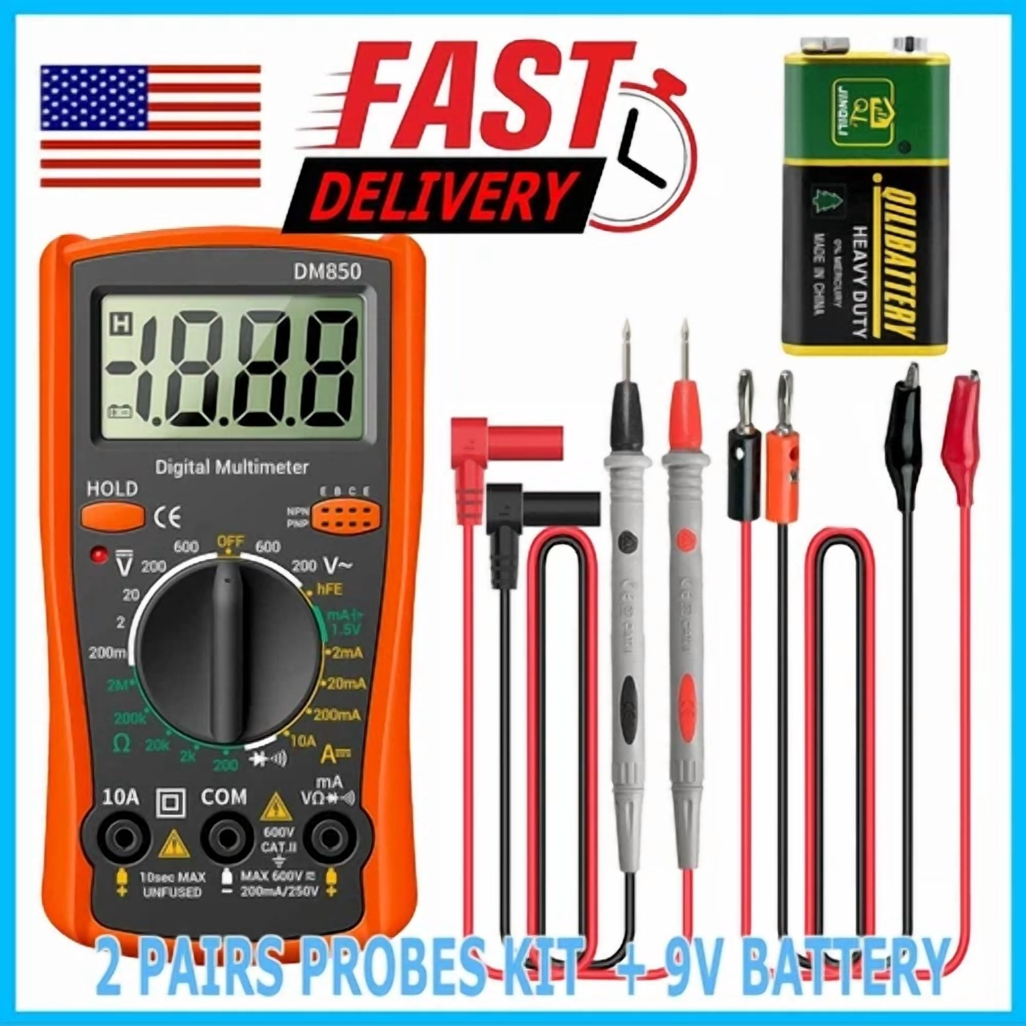 BUTTERFLY- Lcd Digital Multimeter Voltmeter Ammeter Ohmmeter Volt Ac Dc Tester Leads Meter