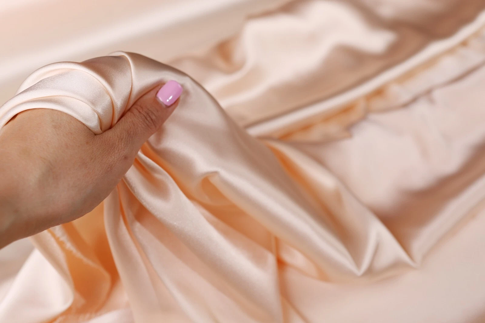 BUTTERFLY- Light Peach Satin Charmeuse Fabric By The Yard 075