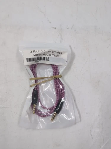 BUTTERFLY- Lot Of 2 3' 3.5Mm Stereo Trs Male Braided Audio Cable (Purple/White) - Eb-18445-