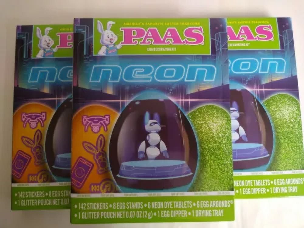 BUTTERFLY- Lot Of 3 Paas Egg Decorating Kit Neon Egg Coloring Kit