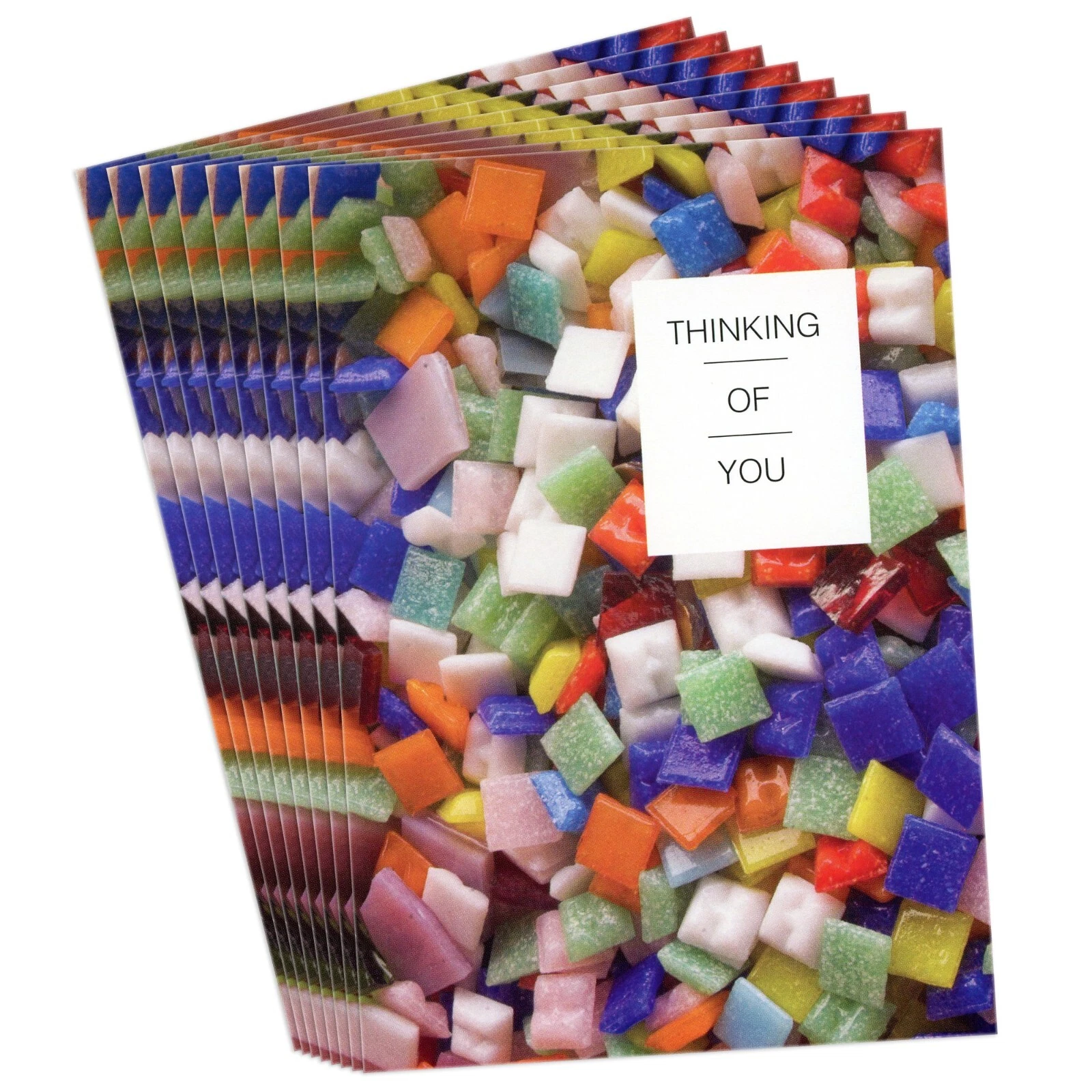 BUTTERFLY- Lot Of 8 Ggcorp Thinking Of You Blank Notecards + Envelopes, Glass Mosaic Stones