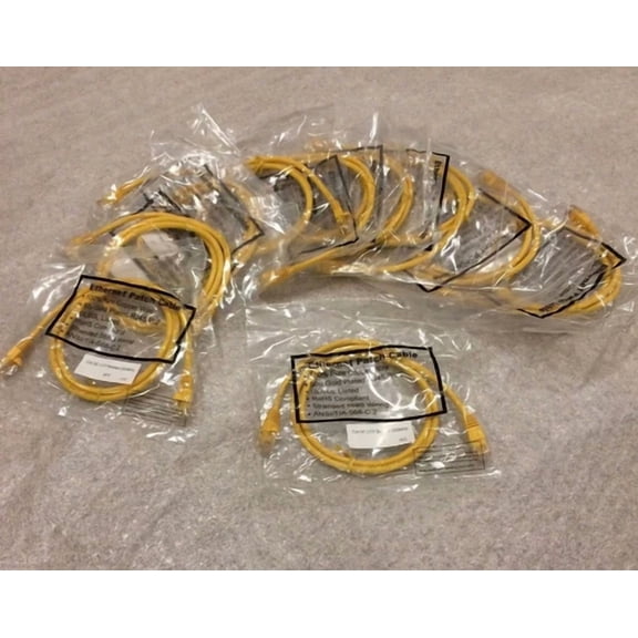 BUTTERFLY- Lot Of 9!! 3Ft Cat5E Network Patch Ethernet Shielded Cable 350Mhz Rj45 Yellow