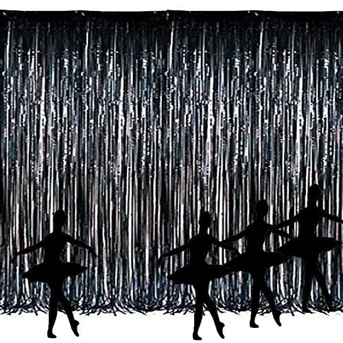 BUTTERFLY- Metallic Silver Gold Rainbow Photo Backdrop Foil Fringe Curtains Party Wedding