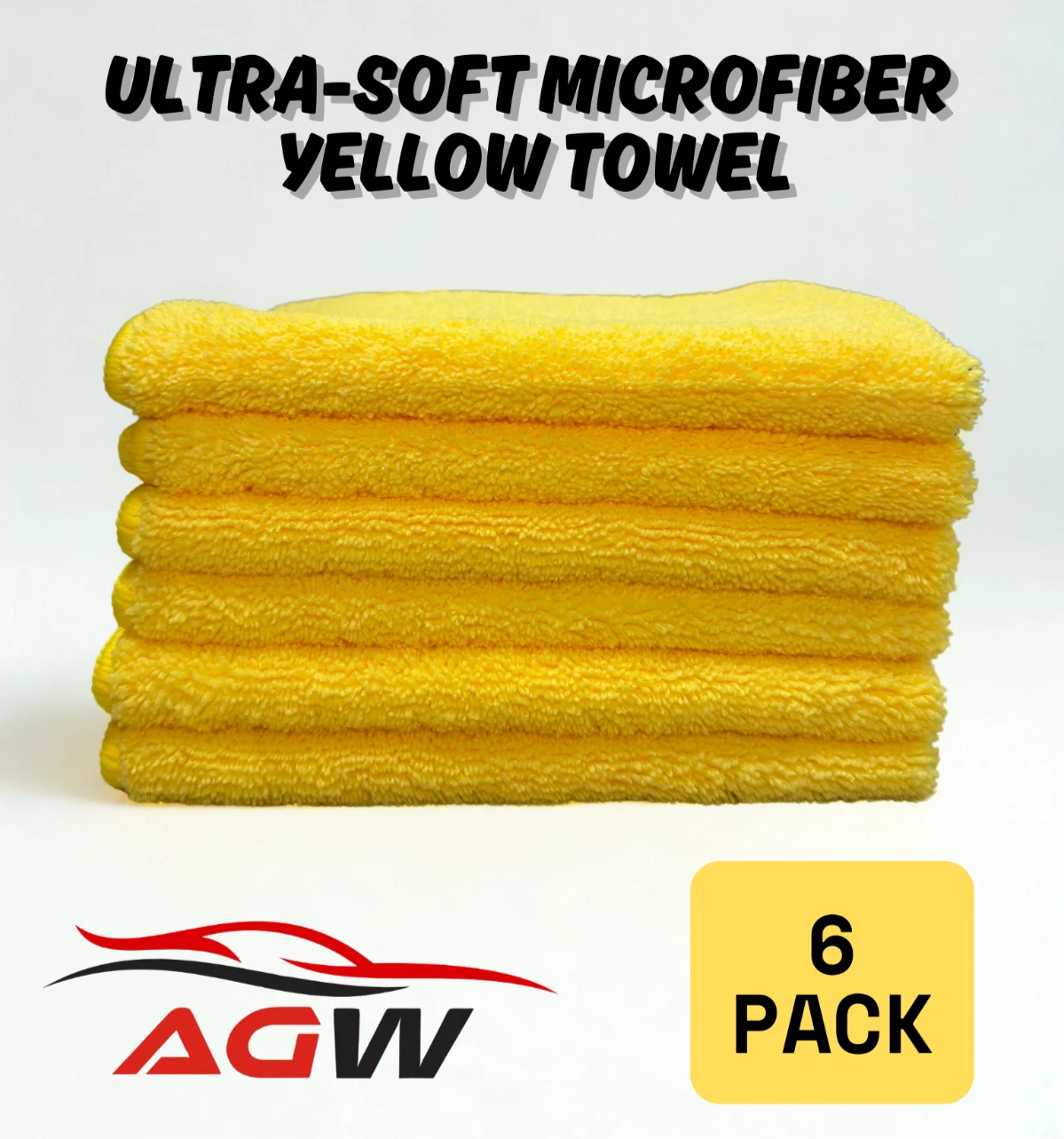BUTTERFLY- Microfiber Towel Cleaning Cloth Yellow Auto Polishing Detailing 16"X16" (6 Pack)