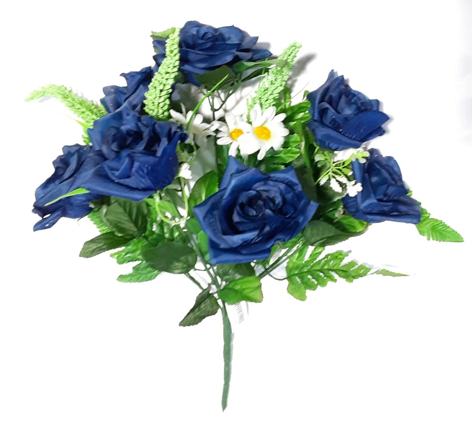BUTTERFLY- Navy Blue Rose 16" Bush Silk Flower Home Party Craft General In/Outdoor Decor