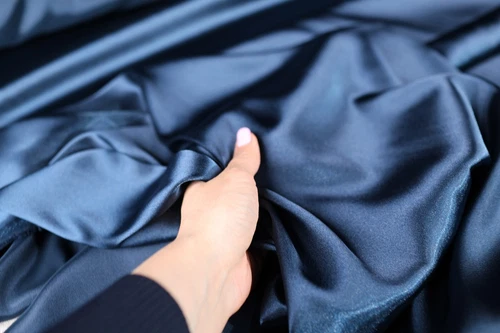 BUTTERFLY- Navy Satin Charmeuse Fabric By The Yard 245