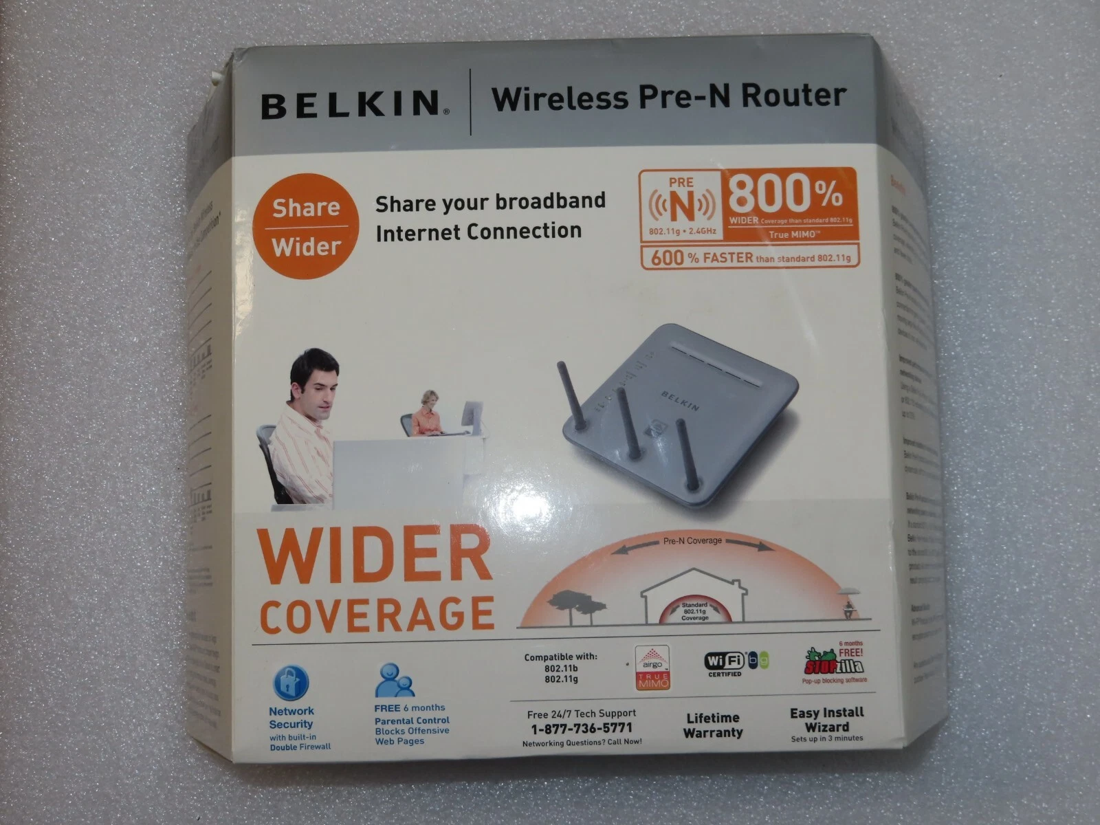 BUTTERFLY- New Belkin Wireless F5D8230-4 Pre-N 4-Port Router