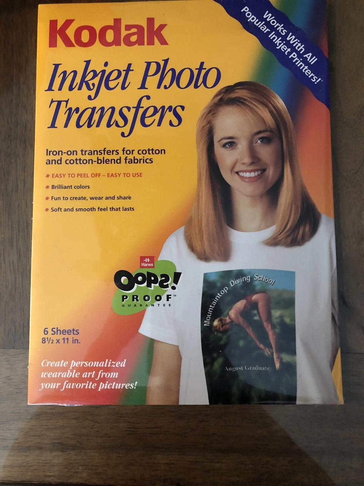 BUTTERFLY- New Kodak Inkjet Photo Transfers 6 Sheets Sealed Pack T-Shirt Printing Art
