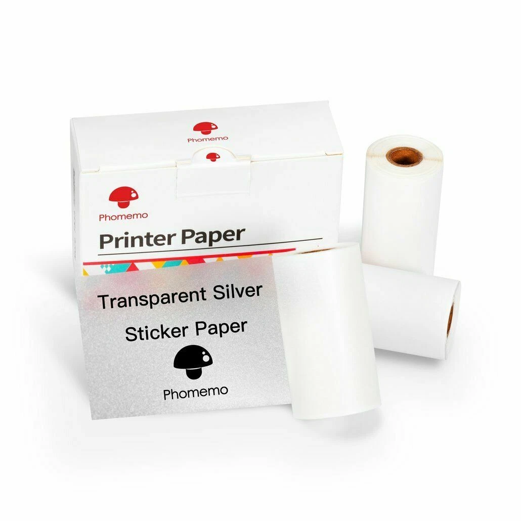 BUTTERFLY- Phomemo Silver Sparkle Transparent Sticker Thermal Papers 50Mm Adhesive Labels
