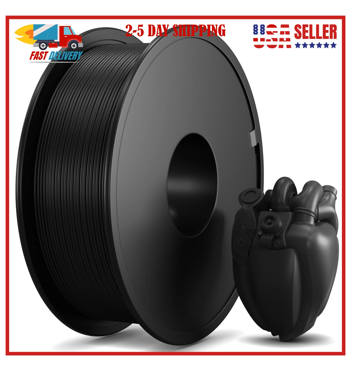 BUTTERFLY- Pla Filament Black 500G(1.1Lbs) - 3D Printer Filament - 1.75Mm