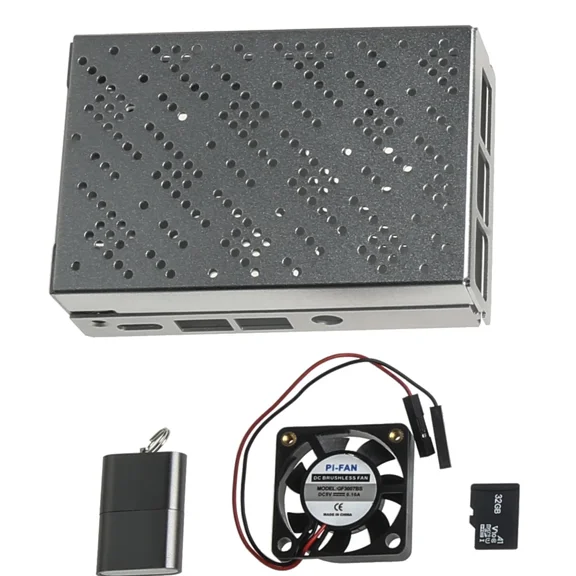BUTTERFLY- Raspberry Pi4 Metal Case With Integrated Fan & 32Gb Microsd & Card Reader